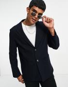 River Island Relaxed Blazer In Navy
