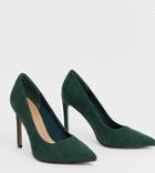 Asos Design Porto Pointed High Heeled Pumps In Forest Green