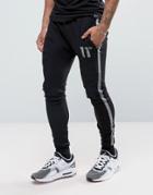 11 Degrees Skinny Joggers In Black With Reflective Stripe - Black