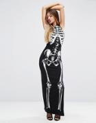Asos Halloween Skeleton Bodycon Maxi Dress - Black