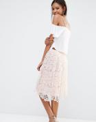 Missguided Tall Crochet Lace Full Midi Skirt - Pink