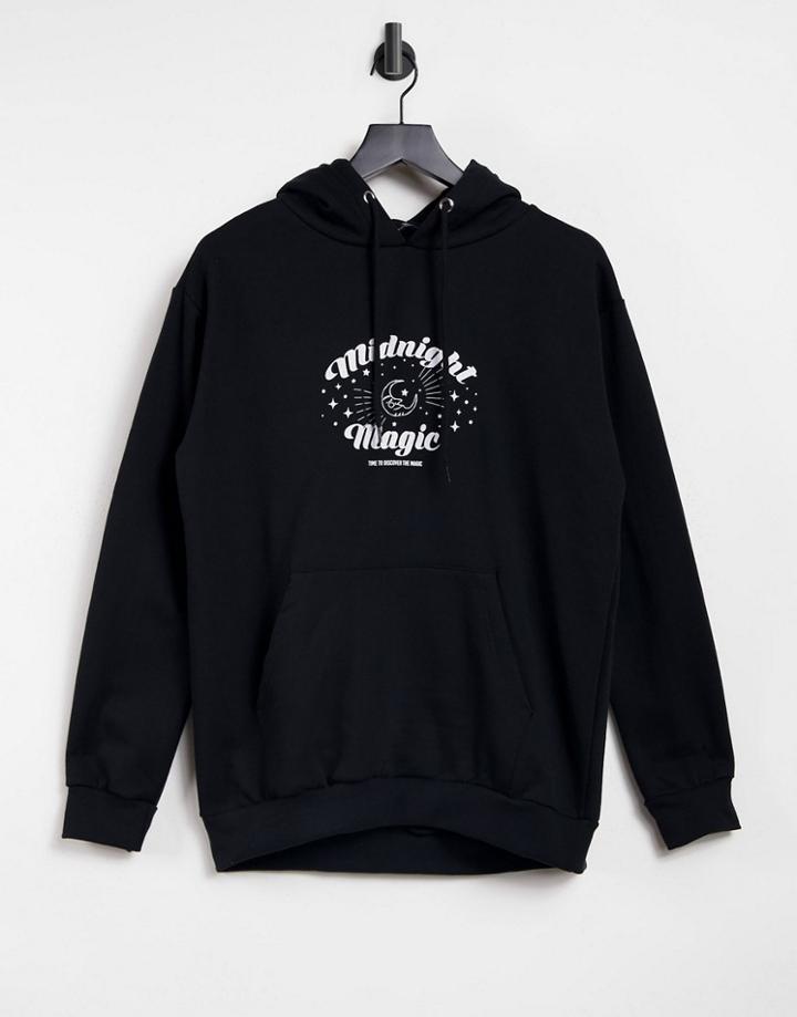 Heartbreak Oversized Slogan Magic Hoodie In Black