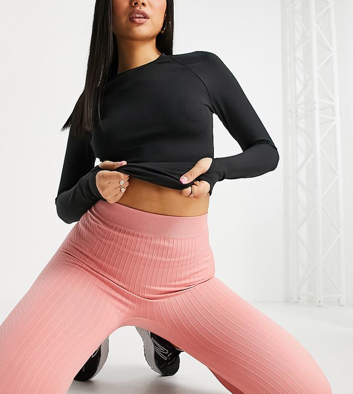 Asos 4505 Petite Seamless Yoga Legging In Rib-pink