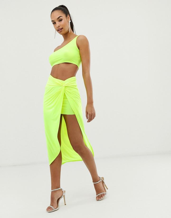 Club L Neon Knot Detail Skirt - Green