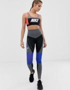 Nike Training High Waist Color Block Leggings In Black And Gray