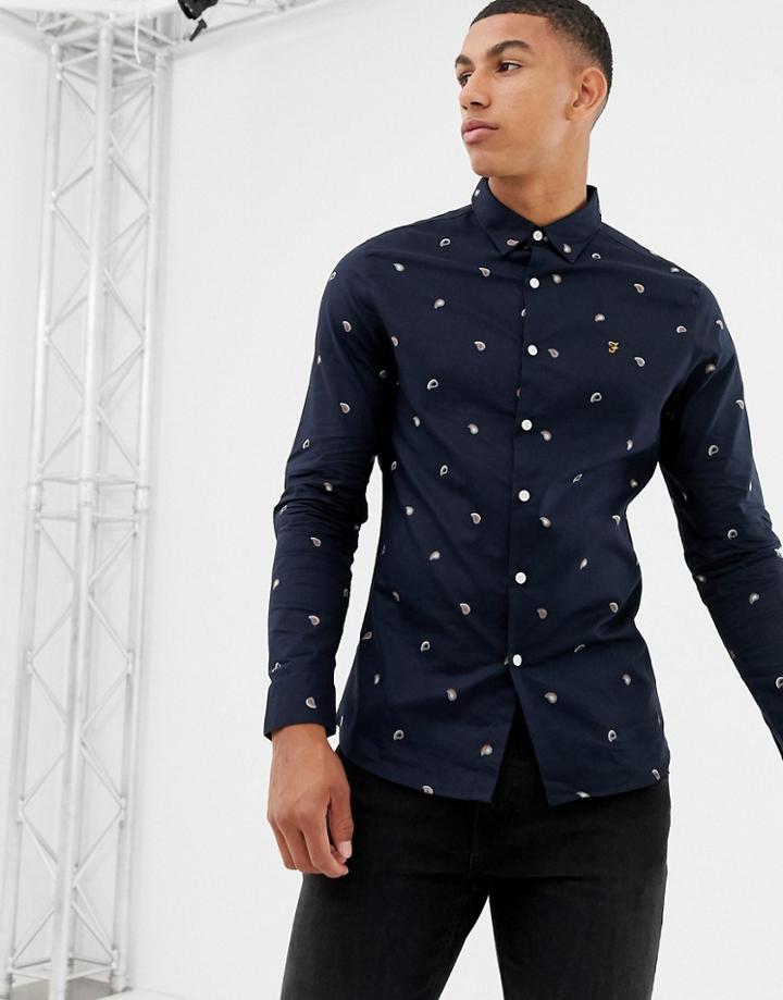 Farah Jasmine Printed Shirt In Navy