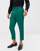 Asos Edition Tapered Smart Pants In Green Jacquard - Green