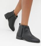 New Look Wide Fit Stud Flat Ankle Boot - Black