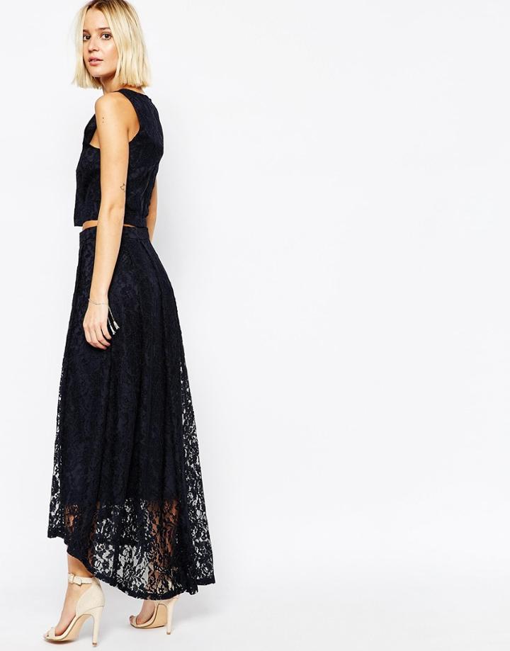 Gestuz Statement Maxi Skirt In Lace - Navy