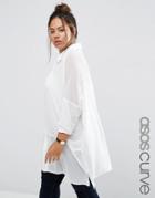 Asos Curve Oversized Blouse With Sheer Inserts - White