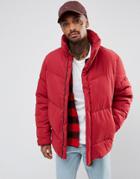 Asos Oversized Puffer Jacket In Red - Red