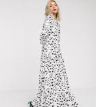 Verona High Neck Maxi Smock Dress In Scatter Spot-white