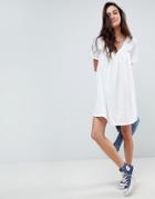 Asos Design Ultimate Cotton Smock Dress-white