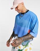 Asos Design Oversized T-shirt In Blue With All Over Print-blues