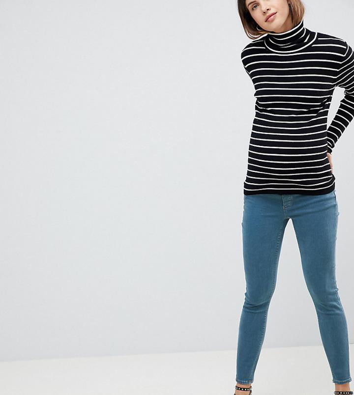 Asos Maternity Ridley High Waist Skinny Jeans In Amaris Green Cast Wash With Under The Bump Waistband - Blue