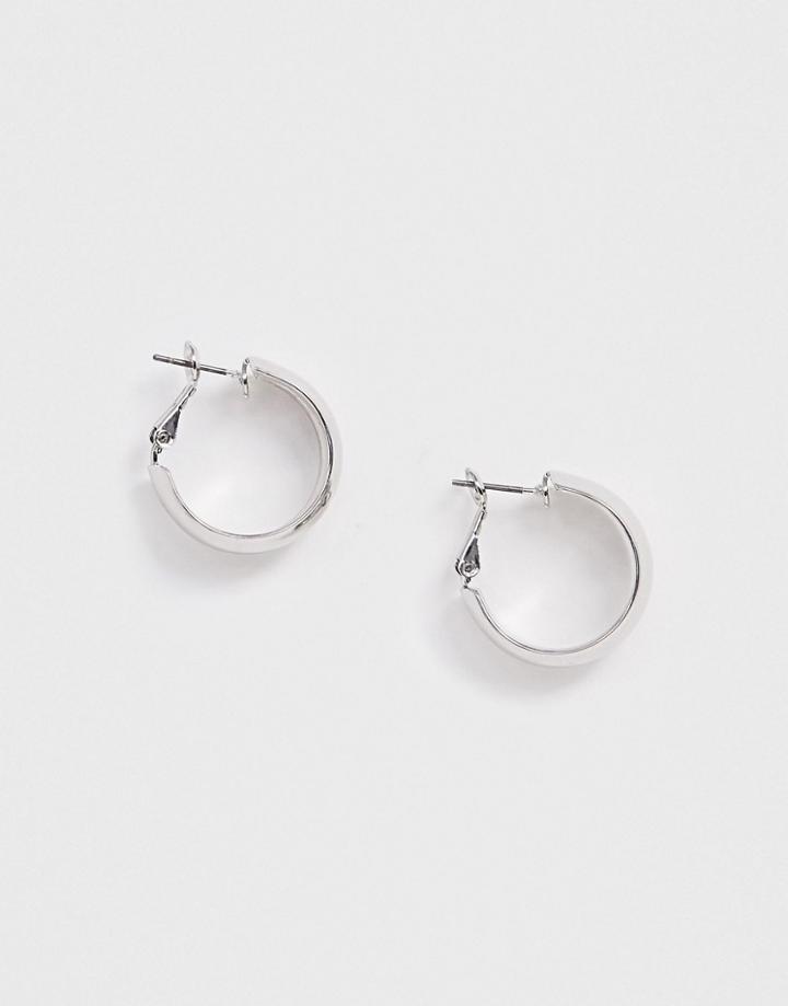 Asos Design Thick Hoop Earrings In Silver Tone - Silver