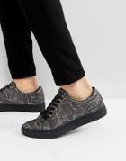 Religion Crack Print Sneakers In Black - Black