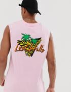 Bershka Loose Fit Tank With Chest And Back Print In Pink