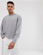Asos Design Oversized Cropped Long Sleeve T-shirt In Gray Marl - Gray