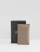 Saville Row Leather Card Holder With Contrast Suede Inner - Brown