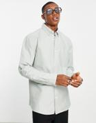 Topman Relaxed Oxford Shirt In Sage-green