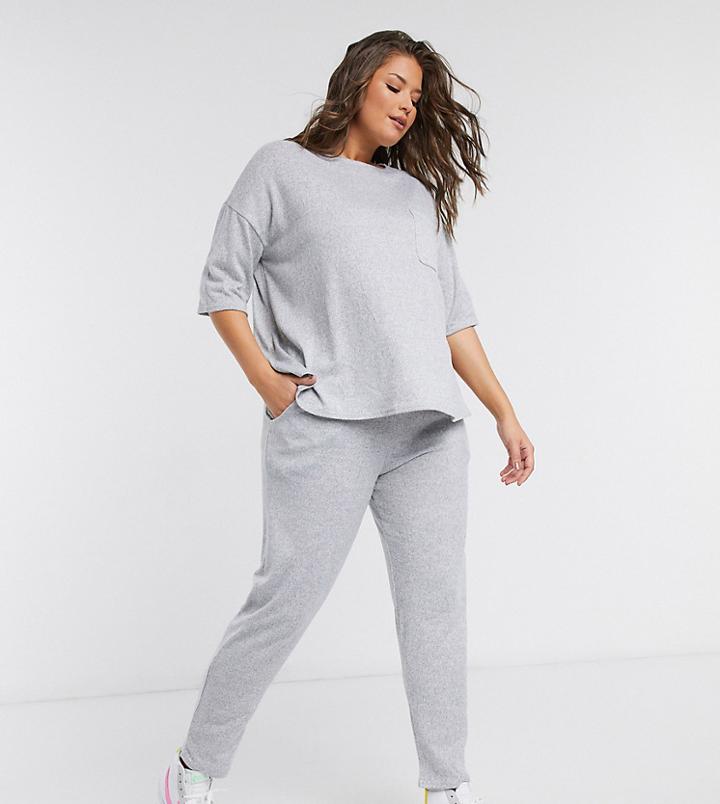 Simply Be Sweatpants In Gray Marl-grey