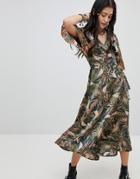 Native Rose Maxi Tea Dress In Mixed Jungle Print - Multi
