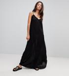 Asos Tall Scoop Back Maxi Dress In Crinkle - Black