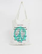 Asos Design Organic Tote Bag With Sprayed Peace Sign And Dance Print-cream