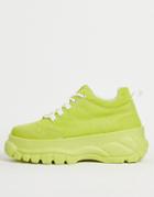 Asos Design Defy Chunky Flatform Sneakers In Lime Drench-green