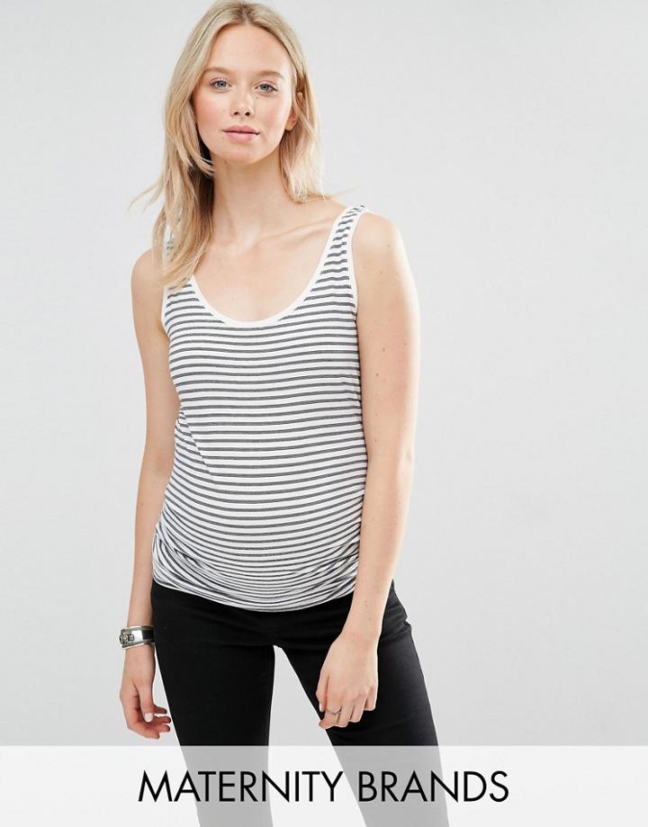 New Look Maternity Stripe Tank Top - Black