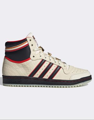 Adidas Originals Top Ten Hi Espn Sneakers In Off White Snakeskin Look