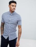 Asos Design Smart Skinny Check Shirt - Navy