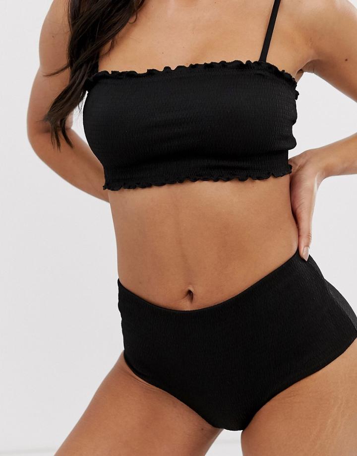 Weekday High Waist Bikini Bottoms In Black - Black