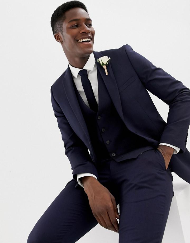 Burton Menswear Skinny Fit Suit Jacket In Navy - Navy