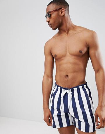 Dock & Bay Stripe Swim Shorts In Navy - Navy