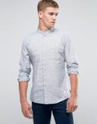 Esprit Grandad Collar Slub Shirt In Regular Fit - Gray