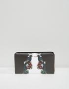 Ted Baker Zip Around Purse In Mirrored Bird Print - Multi