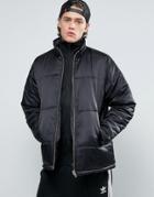 Asos Puffer Jacket With Gold Zips In Black - Green