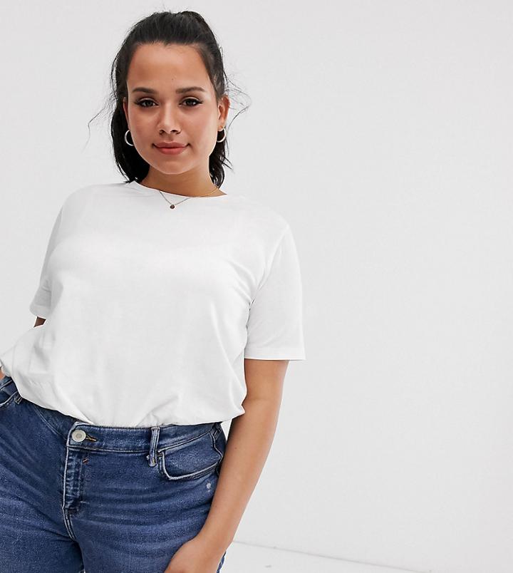 Asos Design Curve Ultimate Organic Cotton T-shirt With Crew Neck In White
