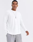 Asos Design Relaxed Long Sleeve Raglan T-shirt With High Neck In White