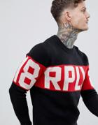 Replay Block Logo Knitted Sweater - Black