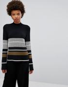 Weekday Stripe High Neck Sweater - Multi
