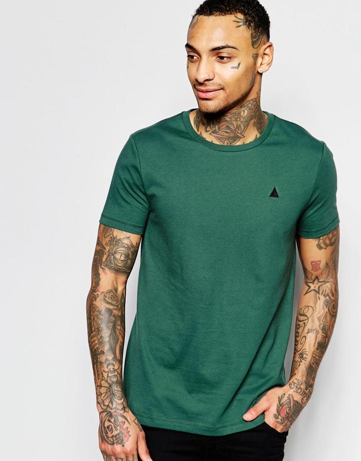Asos T-shirt With Crew Neck And Embroidery In Green - Jungle Green