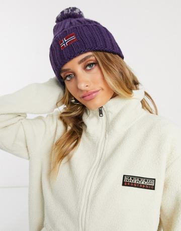 Napapijri Semiury Bobble Beanie In Purple