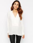 Asos Deep V Wrap Blouse - Cream