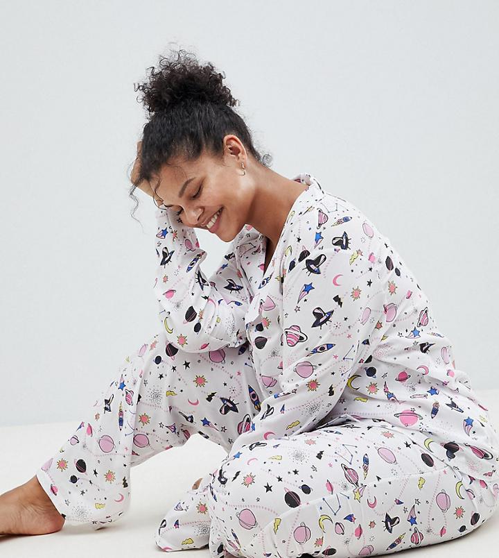 Asos Design Curve Space Trouser Set In 100% Modal - Multi