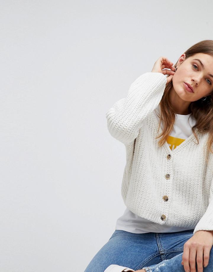 Esprit Chenille Knitted Cardigan - Cream