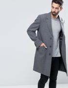 Asos Wool Mix Overcoat In Light Gray Marl - Gray