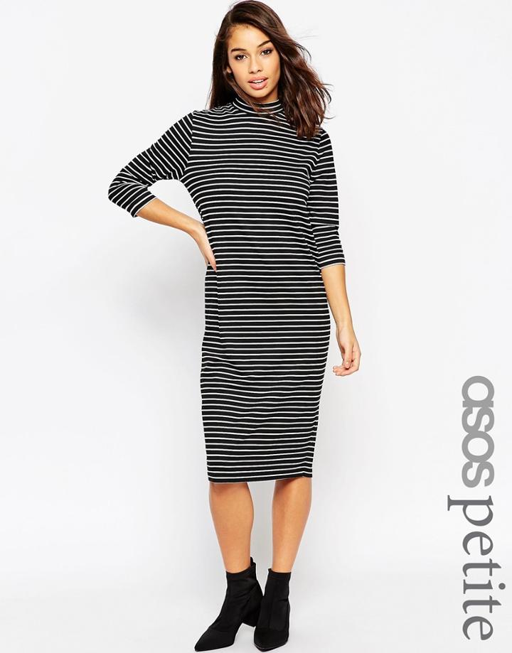Asos Petite Midi Column Dress In Stripe - Multi